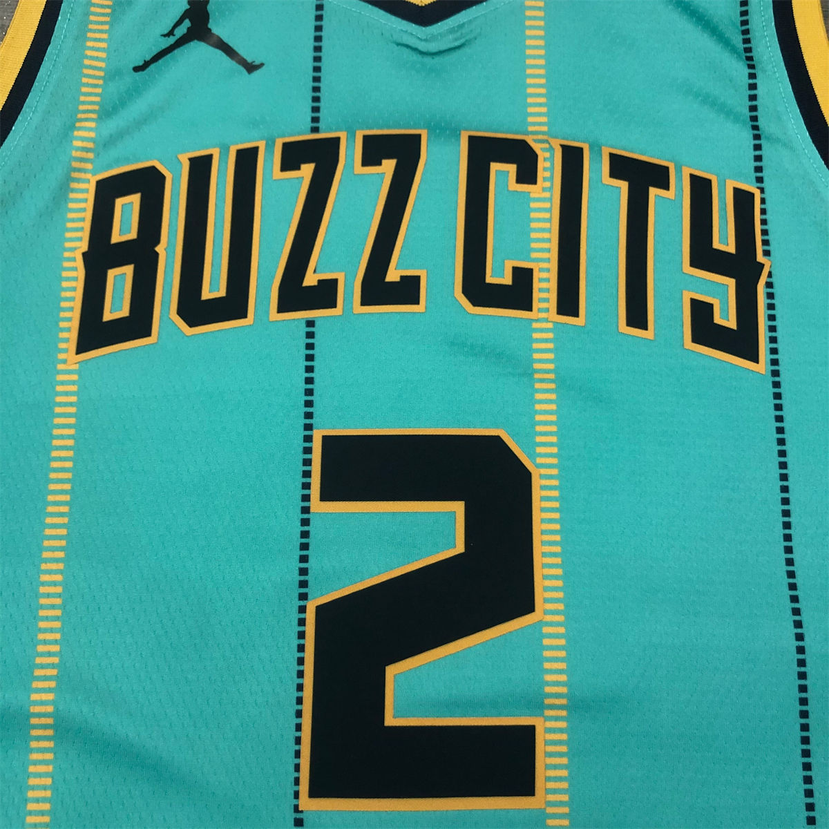 NBA Charlotte Hornets V-Neck Light Green Jersey BALL#2 S-XXL