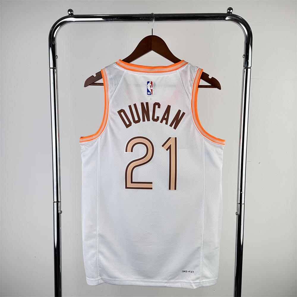 NBA San Antonio Spurs DUNCAN#21 2024 White City Edition Swingman Jersey S-XXL