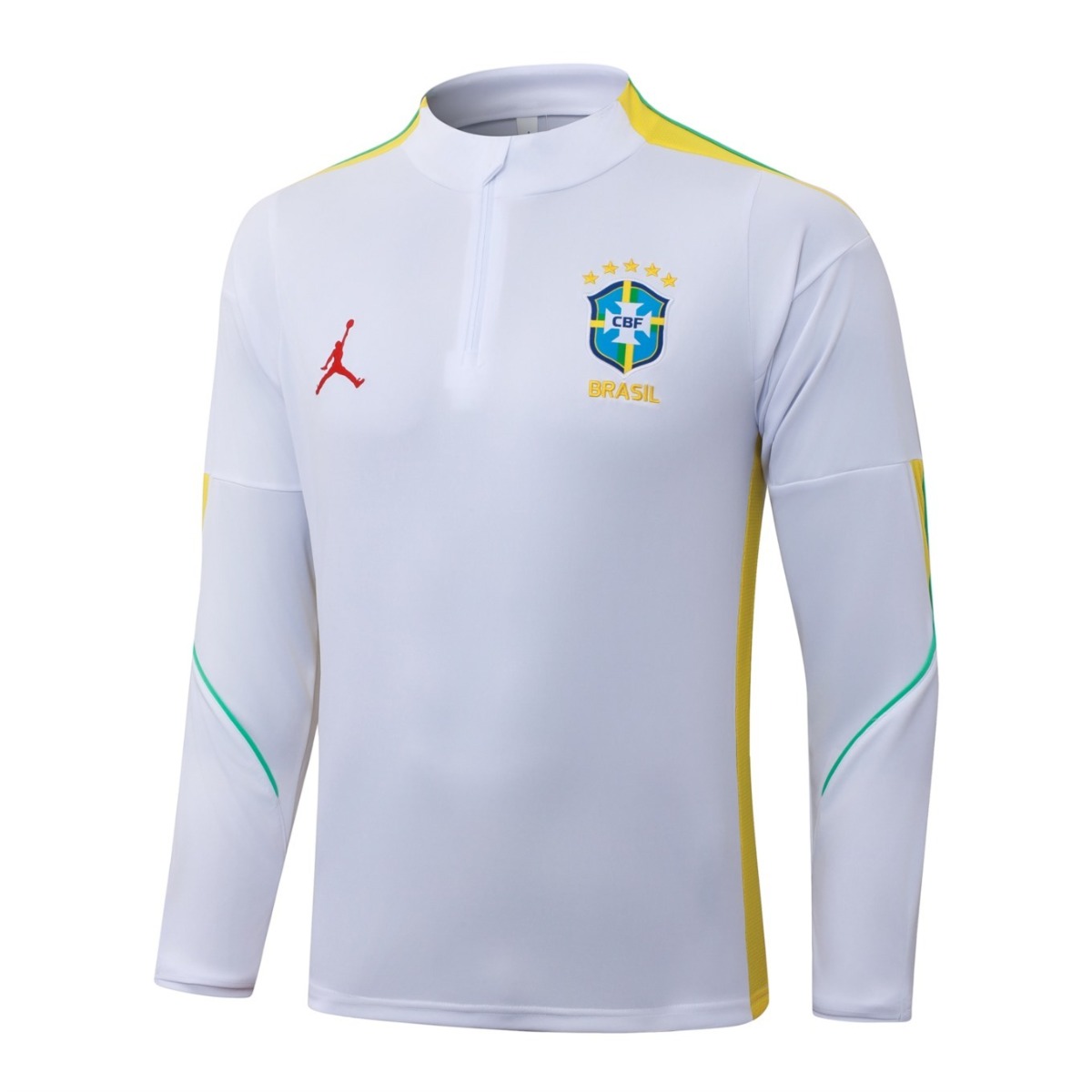 2026 Brazil White Long-sleeved half-pull training kit