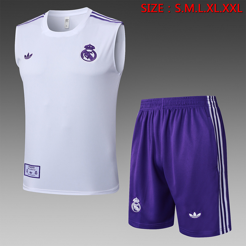 2025/26 Real Madrid White Training Set Shirt and Shorts