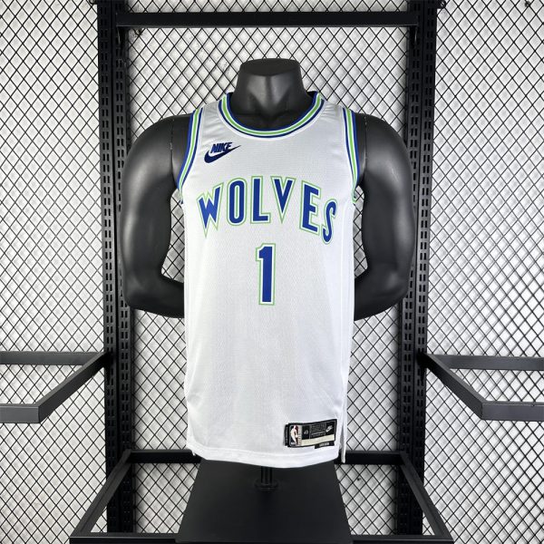 NBA Minnesota Timberwolves Retro Roud White Jersey ANDERSON#1 S-XXL