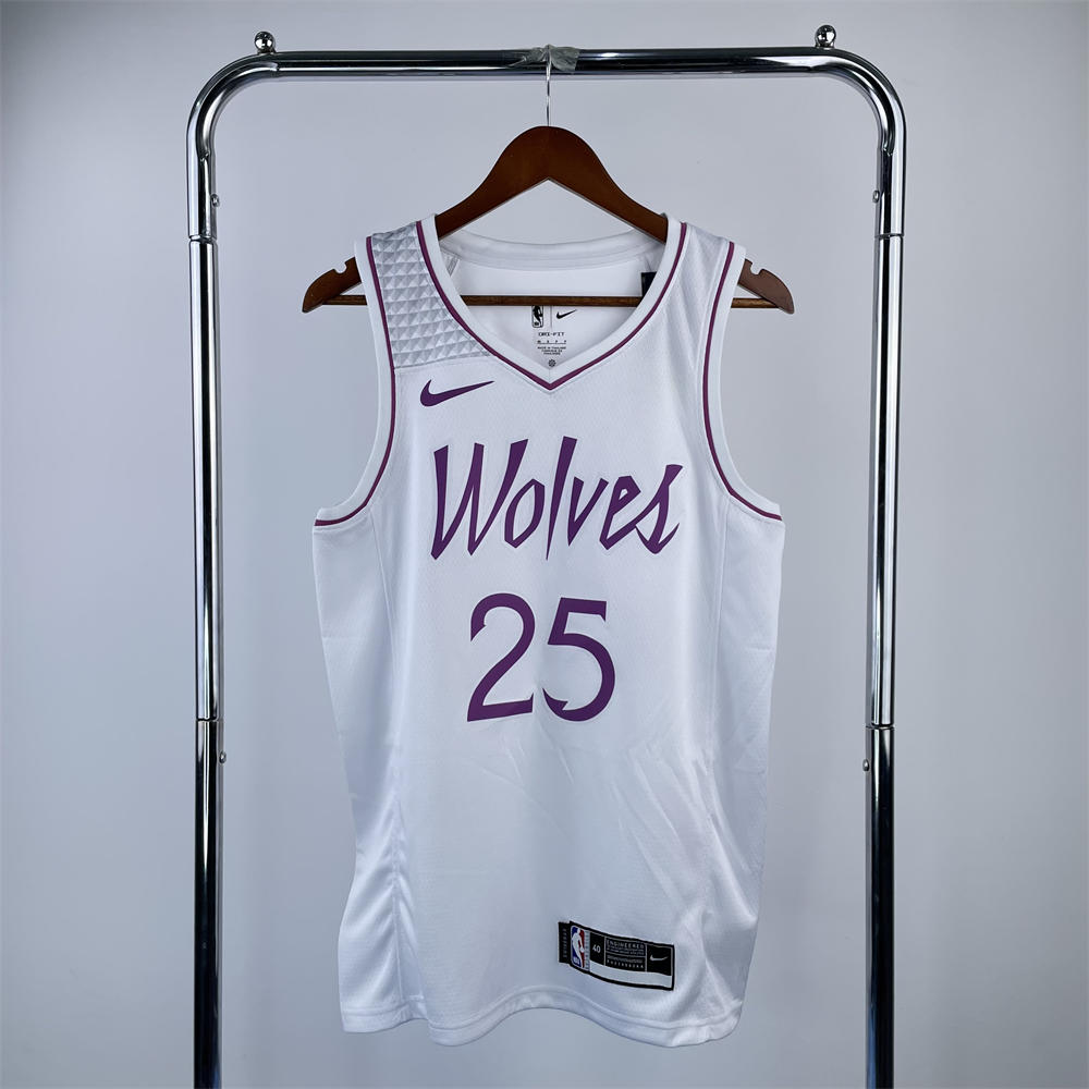 NBA Minnesota Timberwolves V-Neck White Jersey ROSE#25 S-XXL