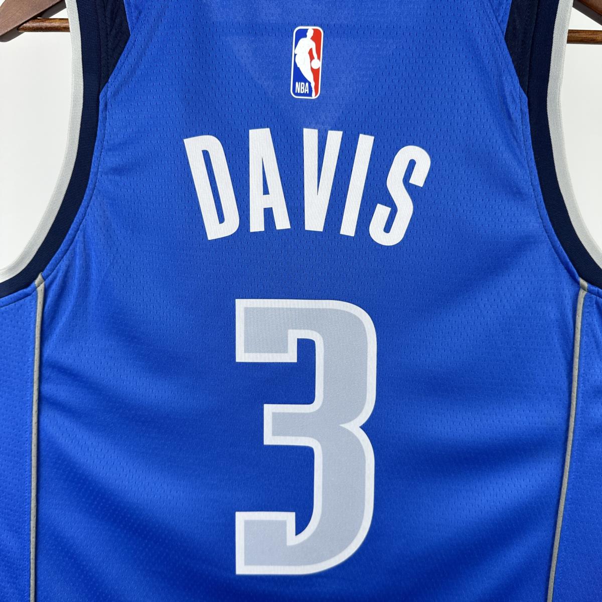NBA Dallas Mavericks V-Neck Blue Jersey DAVIS#3 S-XXL