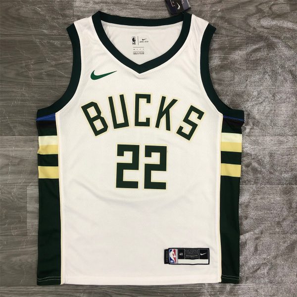 NBA Milwaukee Bucks V-Neck White jersey MIDDLETON#22 S-XXL