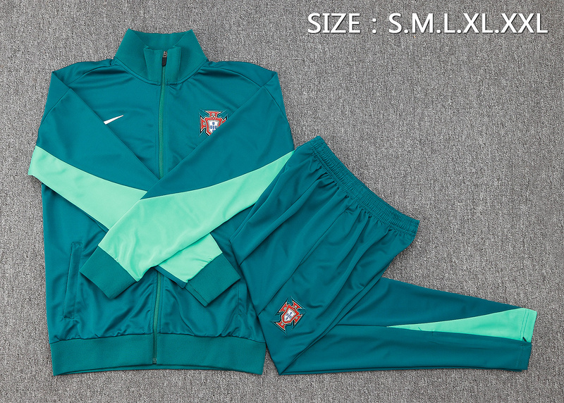 2024/25 Portugal Green Jacket Training Suit Set Football Team Shirt Sports Fashion