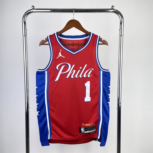 NBA Philadelphia 76ers HARDEN#1 2022/23 Jordan Brand Red Statement Edition Swingman Jersey S-XXL