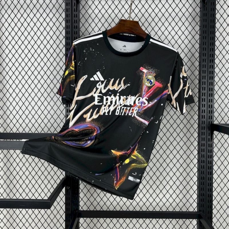 2025/26 Real Madrid Louis Vuitton Joint Edition Black colorful Jersey Fan Version