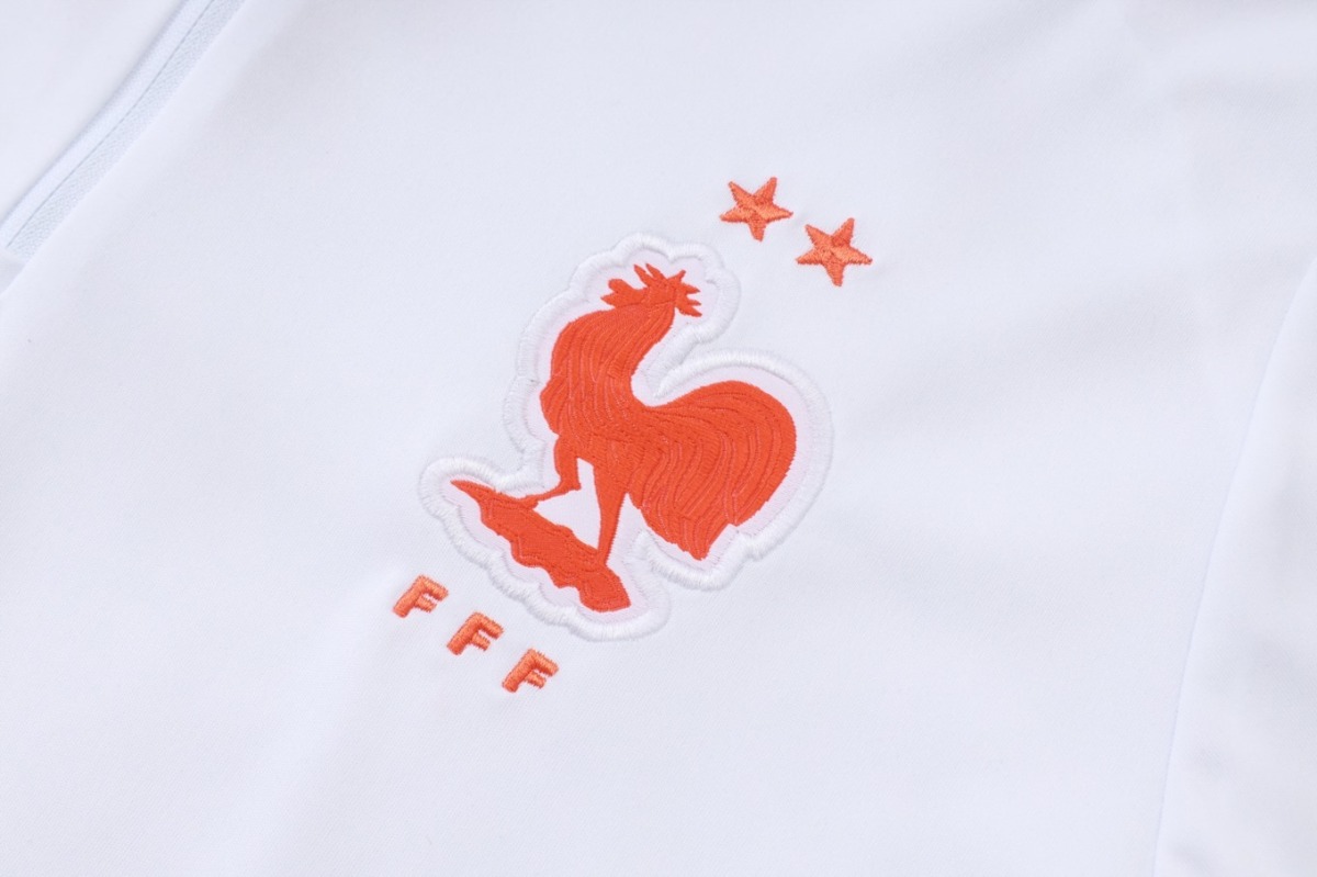 2026 France White Long-sleeved half-pull training kit