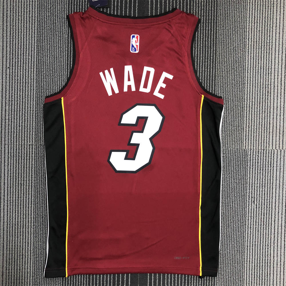 NBA Miami Hearts V-Neck Red 75th Anniversary Jersey WADE#3 S-XXL