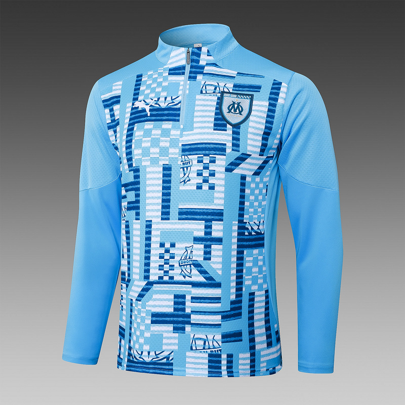 24/25 Marseilles Light blue Long-sleeved half-pull training kit Football team kit