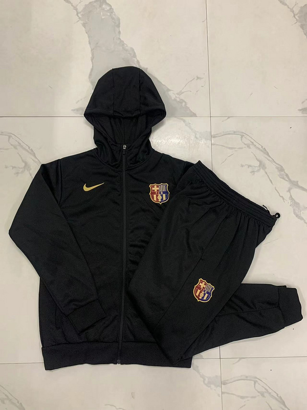 2024/25 Barcelona Black Hoodie Jacket Kit Set Football Team Shirt Sports Fashion