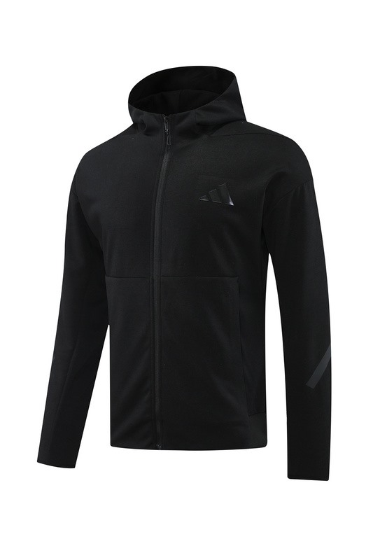 2024 Adidas Black Hoodie Jacket Kit Set Football Team Shirt Sports Fashion