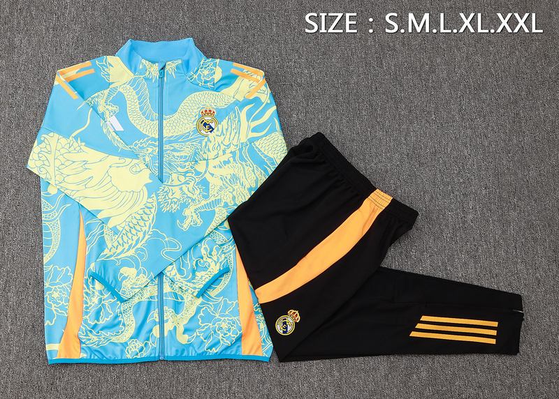 2024/25 Real Madrid Blue Jacket Training Suit Set Football Team Shirt Sports Fashion