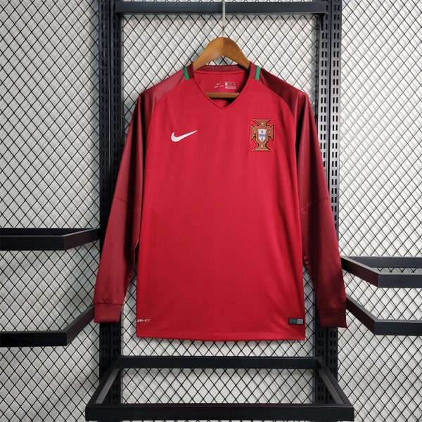 Retro Portugal 2016 Home Long Sleeve jersey Fan Version