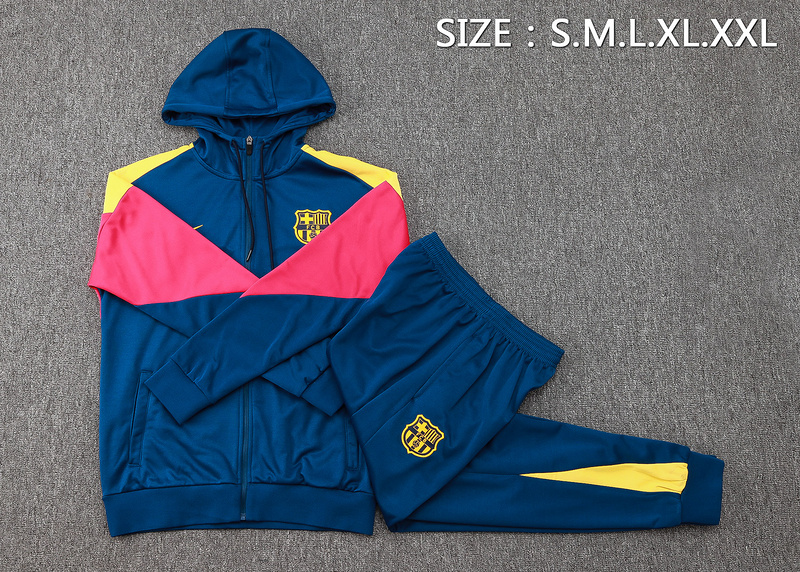 2024/25 Barcelona Blue Hoodie Jacket Kit Set Football Team Shirt Sports Fashion