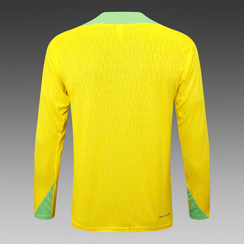 24/25 Brazil Yellow Long-sleeved half-pull training kit Football team kit