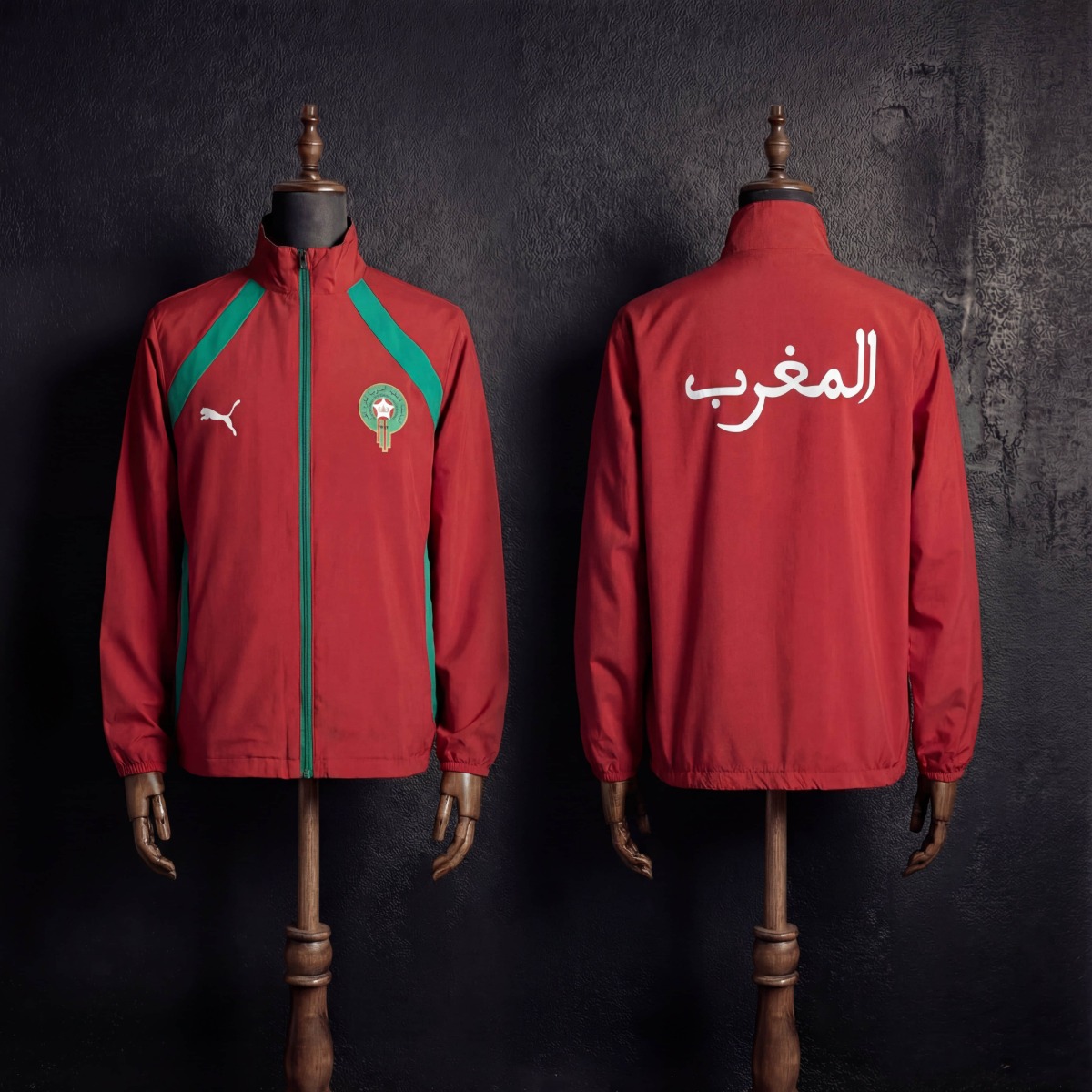 2026 Morocce Red and Green Reversible Windbreaker Sport Unifom