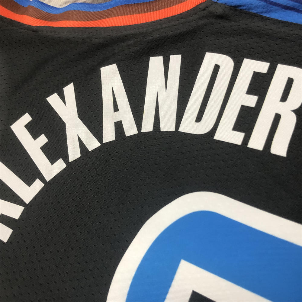 NBA Oklahoma City Thunder V-Neck Black Jersey GILGEOUS-ALEXANDER#2 S-XXL