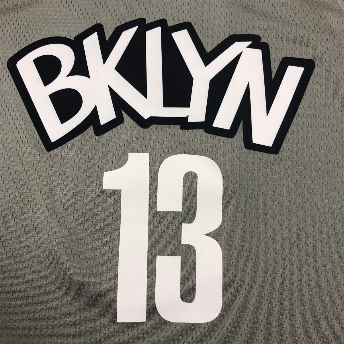 NBA Brooklyn Nets V-neck Grey Jersey HARDEN#13 S-XXL