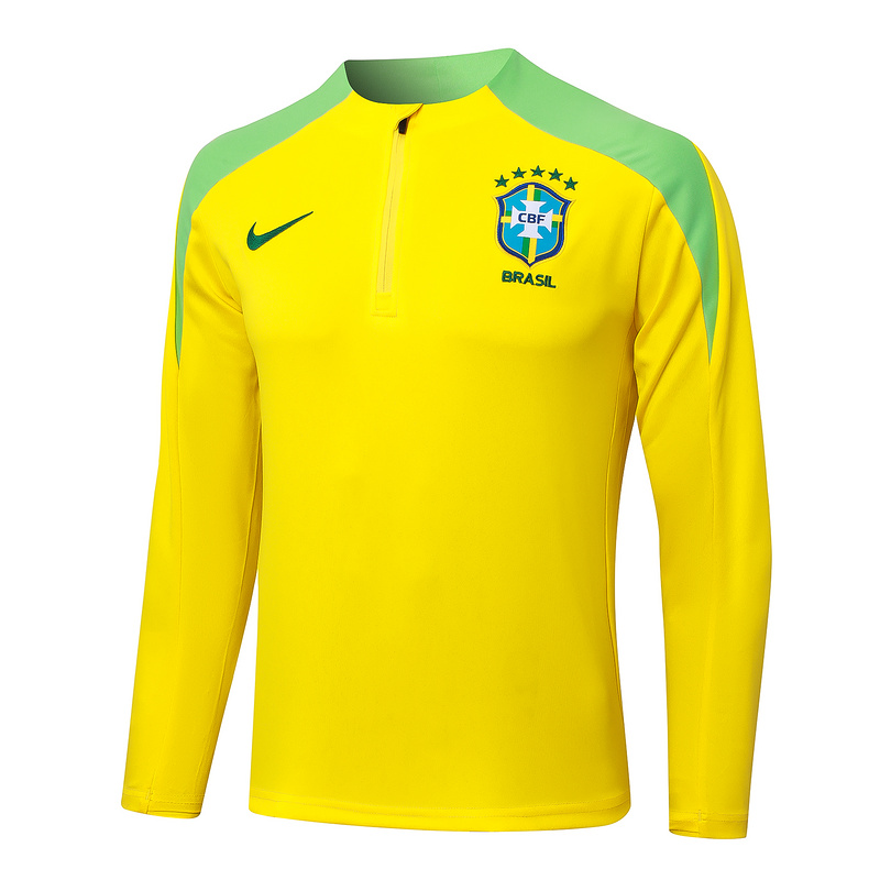 24/25 Brazil Yellow Long-sleeved half-pull training kit Football team kit