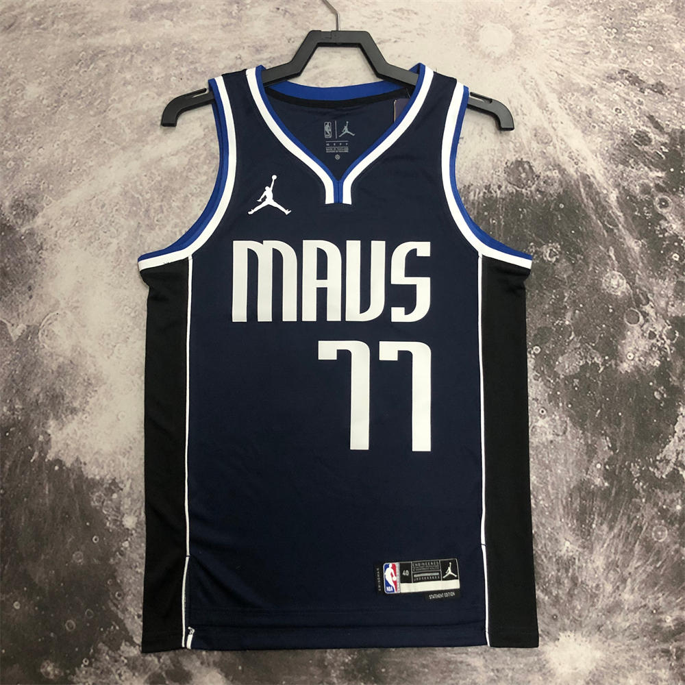 NBA Dallas Mavericks V-Neck Royal Blue Jersey DONCIC#77 S-XXL