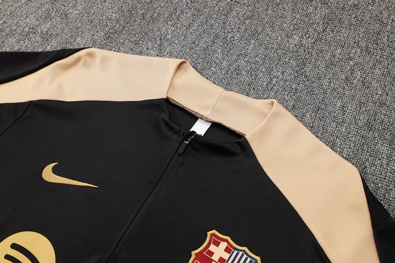 24/25 Barcelona Black Long-sleeved half-pull training kit Football team kit