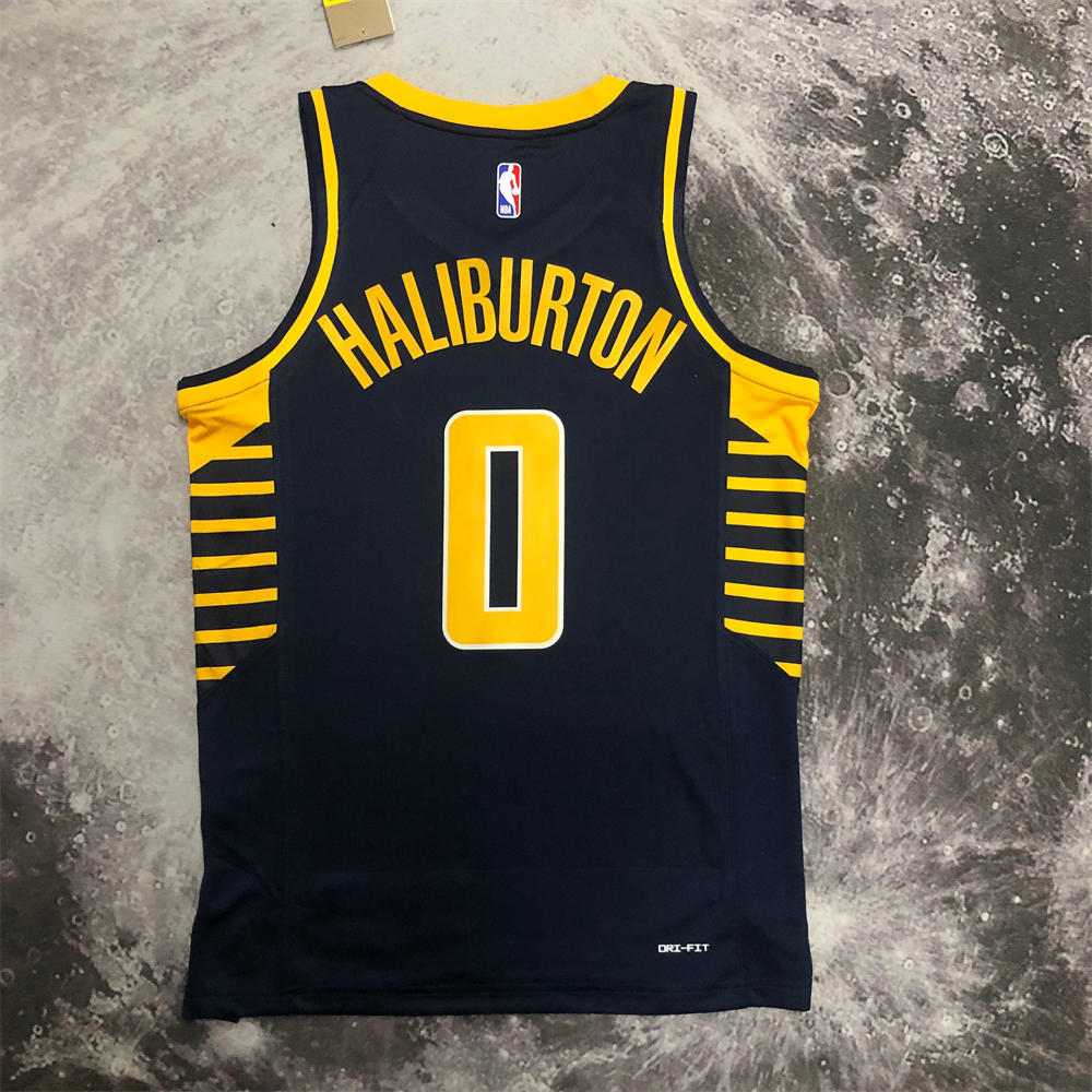 NBA Indiana Pacers V-Neck Black Jersey HALIBURTON#0 S-XXL