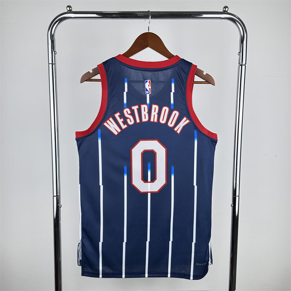 NBA Houston Rockets 2023 V-Neck Balck Jersey WESTBROOK#0 S-XXL