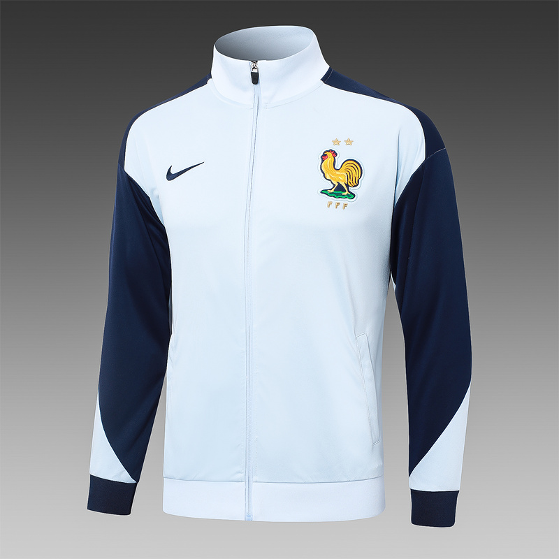 2024/25 France Blue Jacket Training Suit Set Football Team Shirt Sports Fashion
