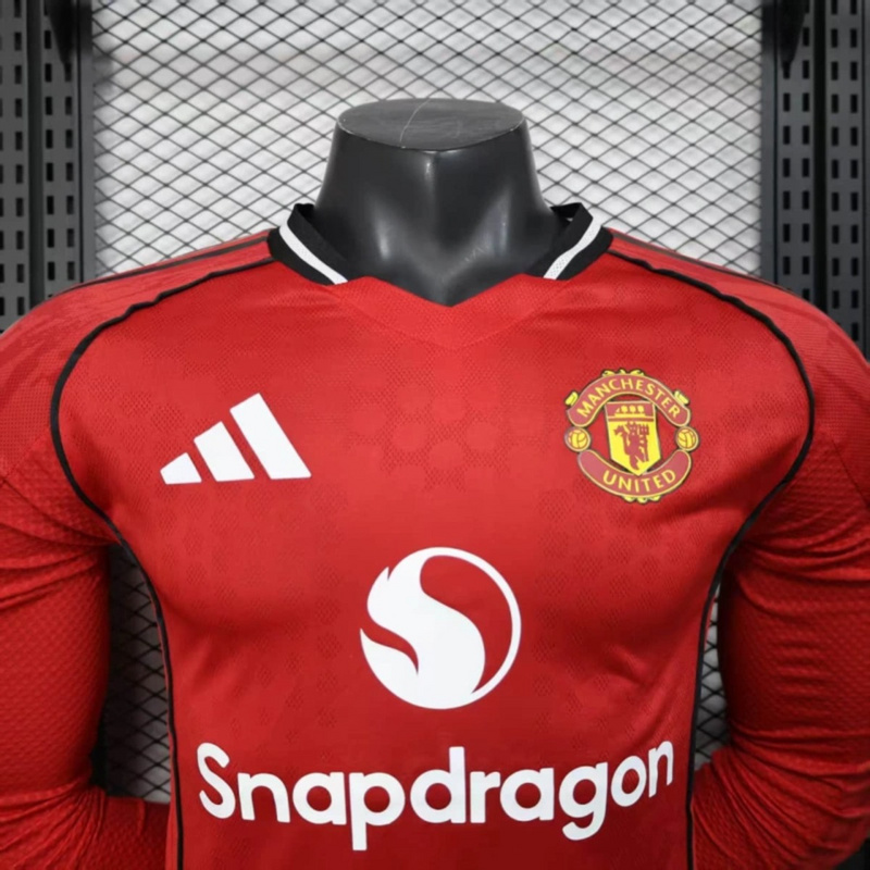 2025/26 Manchester United Home Long Sleeve Jersey Player Version