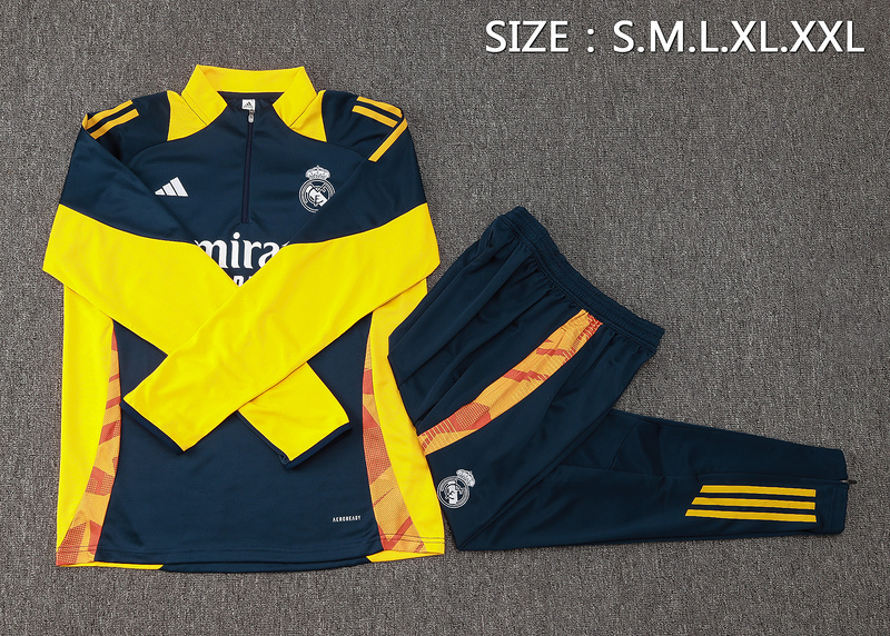 24/25 Real Madrid Royal blue Long-sleeved half-pull training kit Football team kit