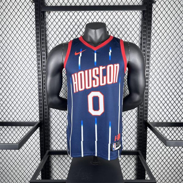 NBA Houston Rockets 2023 V-Neck Balck Jersey WESTBROOK#0 S-XXL
