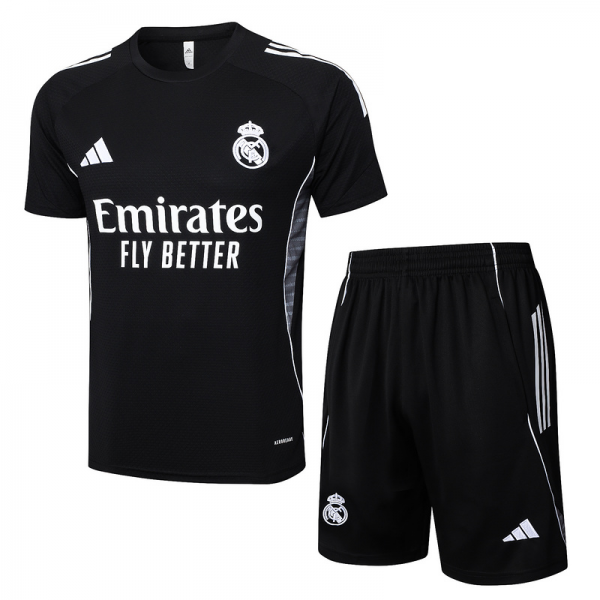 24/25 Real Madrid Black Training Set Shirt and Shorts