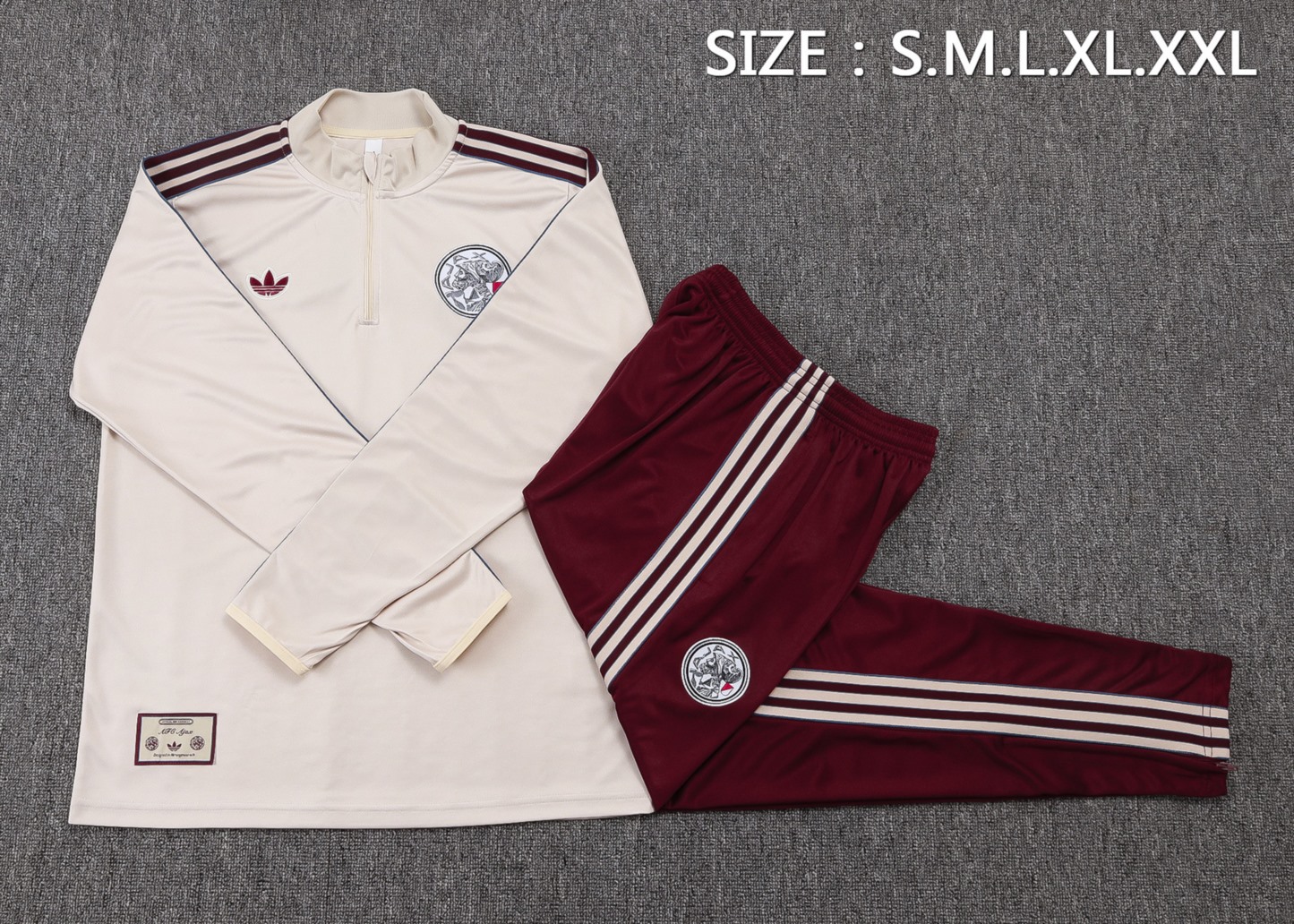 202526 Ajax beige Long-sleeved half-pull training kit Football team kit