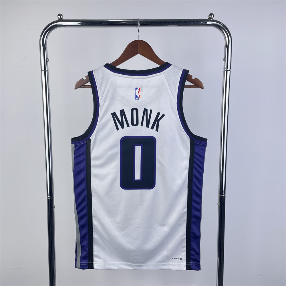 NBA Scaramento Kings 2024 V-Neck White jersey MONK#0 S-XXL
