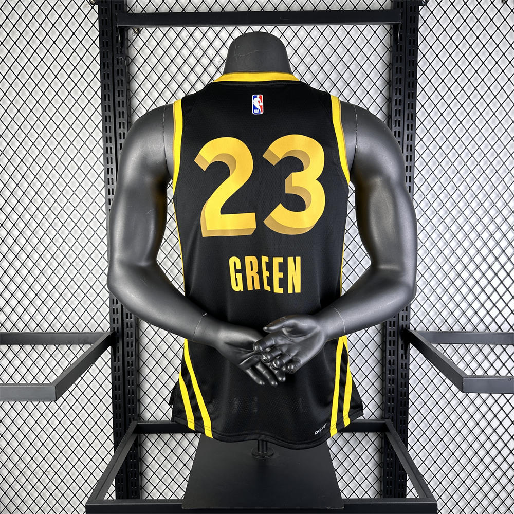 NBA Golden State Warriors 2024 V-Neck City Edition Black Jersey GREEN#23 S-XXL