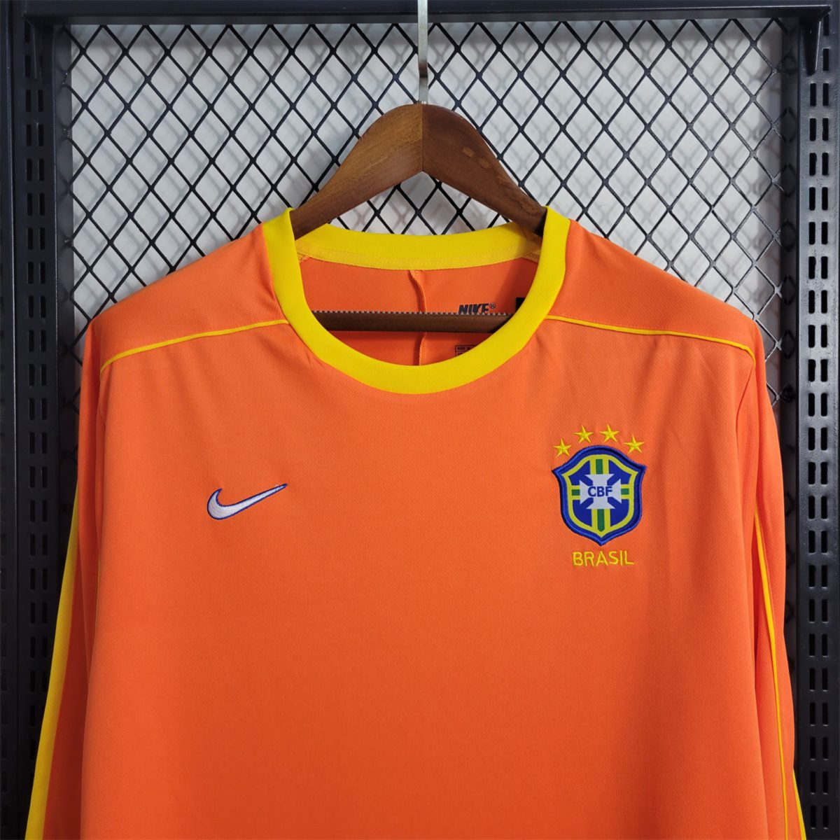 Retro 1998 Brazil Goalkeeper Orange jersey Long Sleeve Fan Version