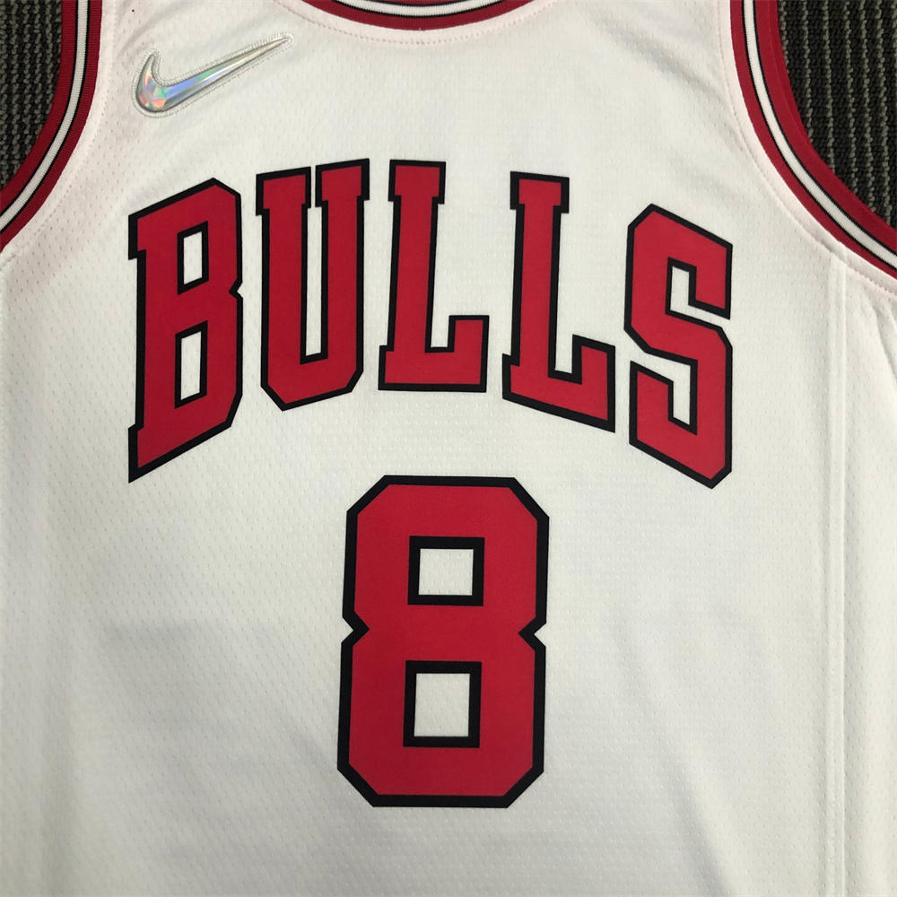 NBA Chicago Bulls Round Neck White 75th anniversaryJersey LAVINE#8 S-XXL