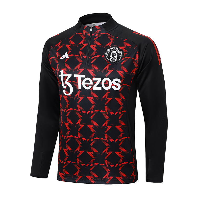 24/25 Manchester United Black red Long-sleeved half-pull training kit Football team kit