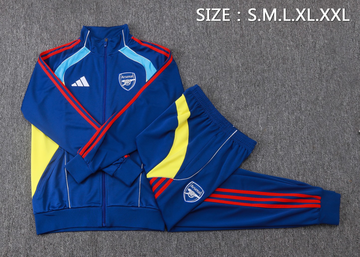 2025/26 Arsenal Colorful Blue Jacket Training Suit Set Football Team Shirt Sports Fashion