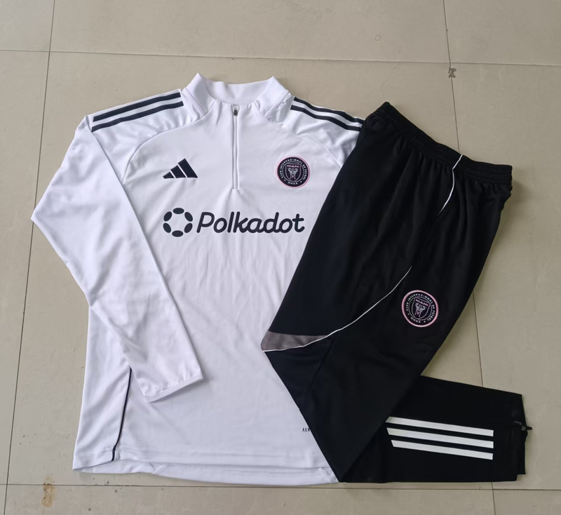 202526 Miami White Long-sleeved half-pull training kit Football team kit