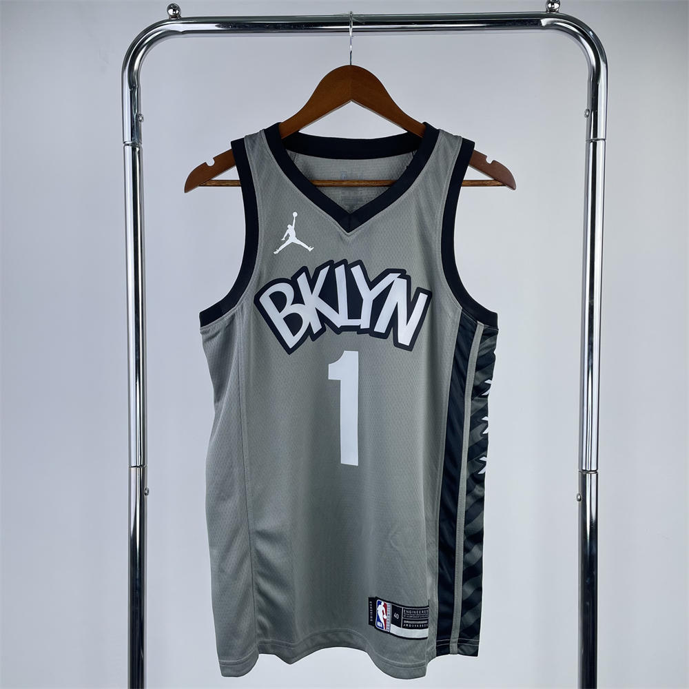 NBA Brooklyn Nets V-Neck Grey Jersey BRIDGES#1 S-XXL