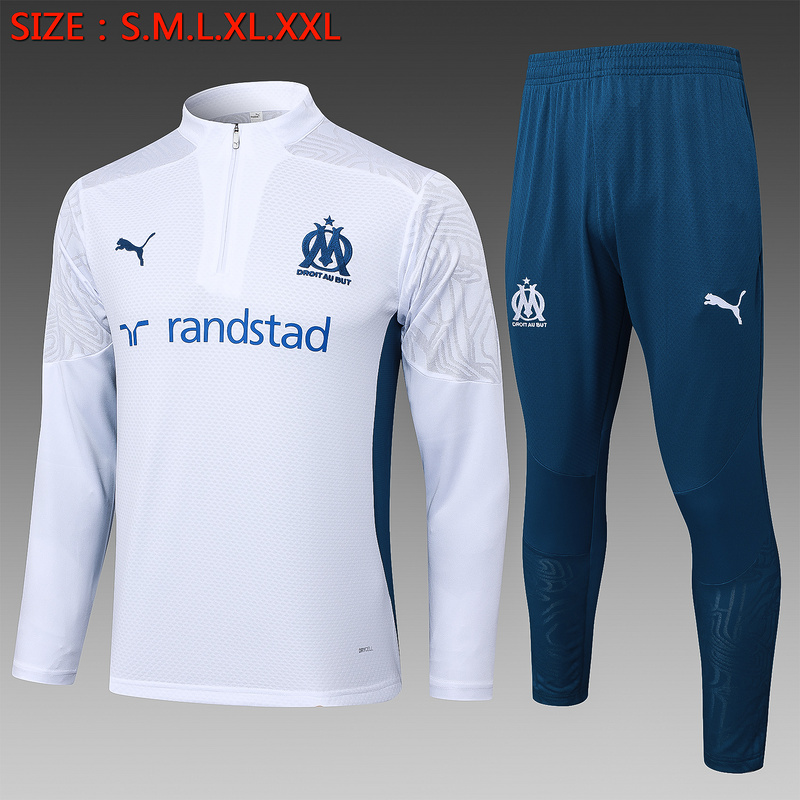24/25 Marseilles White Long-sleeved half-pull training kit Football team kit