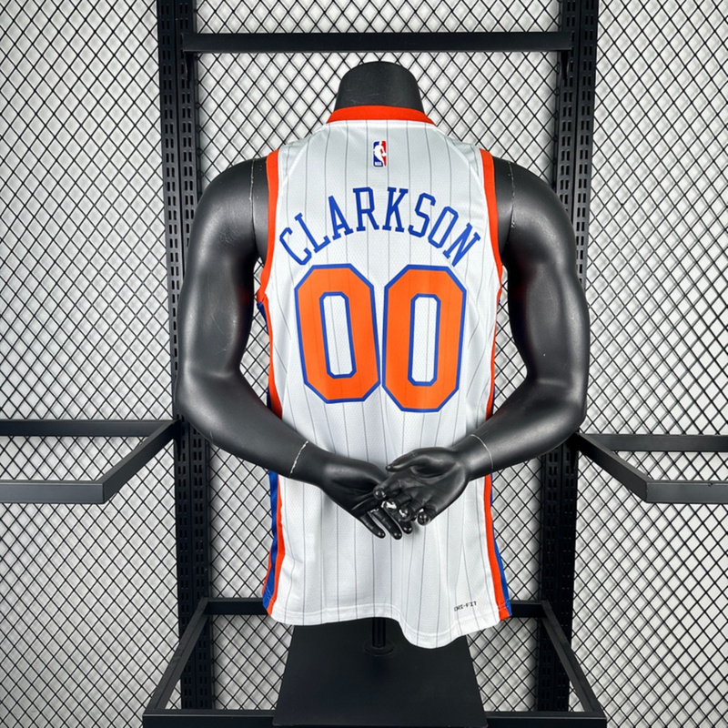 NBA New York Knicks 24/25 City Edition Round Neck White jersey CLARKSON#00 S-XXL