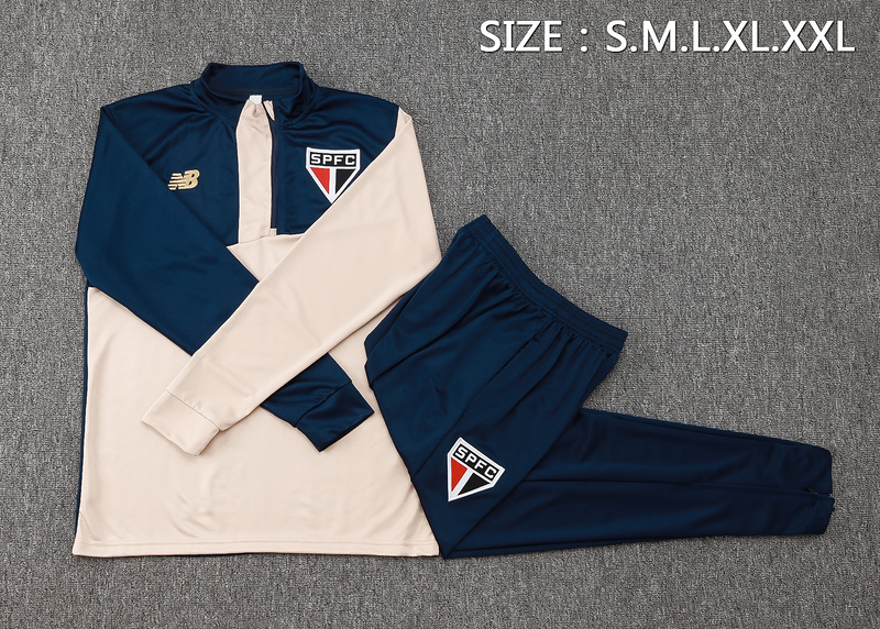 24/25 Sao Paulo Royal blue Yellow Long-sleeved half-pull training kit Football team kit