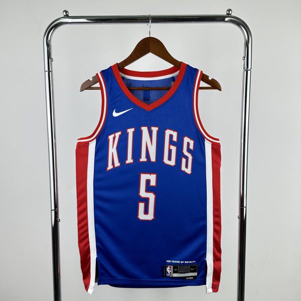 NBA Scaramento Kings 2024 V-Neck City Edition Blue jersey FOX#5 S-XXL