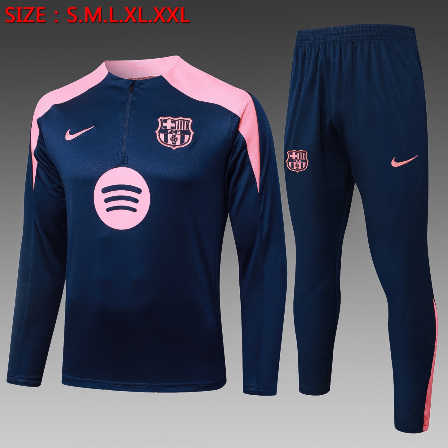 202526 Barcelona royal blue Long-sleeved half-pull training kit Football team kit