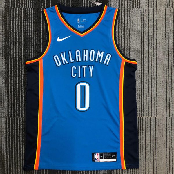 NBA Oklahoma City Thunder V-Neck Blue Jersey WESTBROOK#0 S-XXL