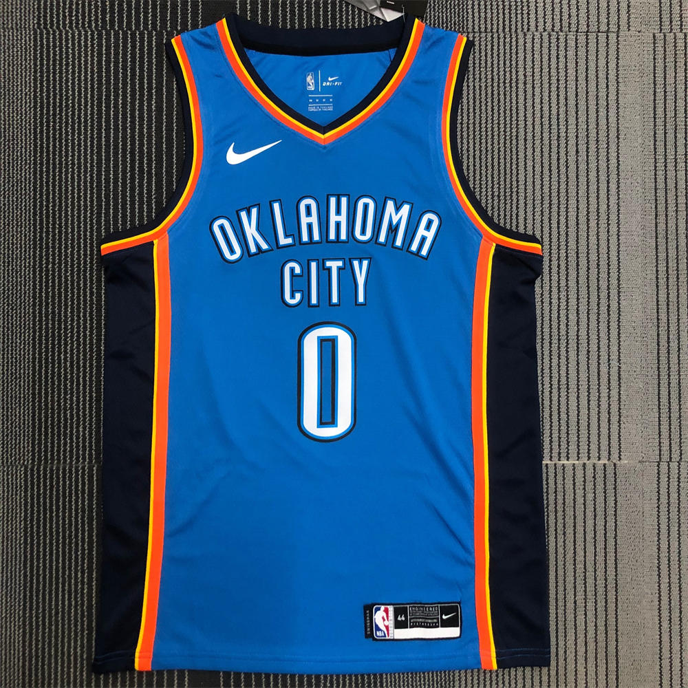 NBA Oklahoma City Thunder V-Neck Blue Jersey WESTBROOK#0 S-XXL