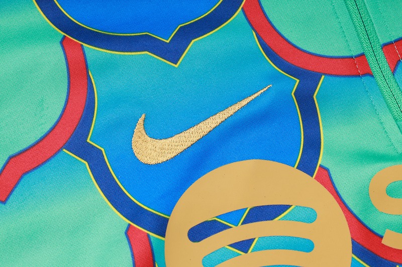 24/25 Barcelona Blue Green Long-sleeved half-pull training kit Football team kit